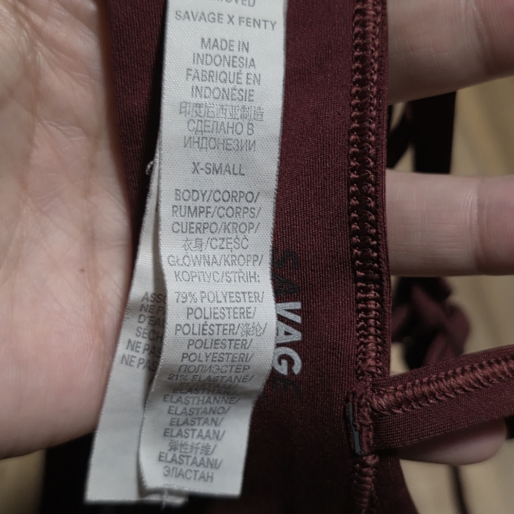 Savage X Fenty Deep Wine Strappy Triangle Bralette - Picture 5 of 8